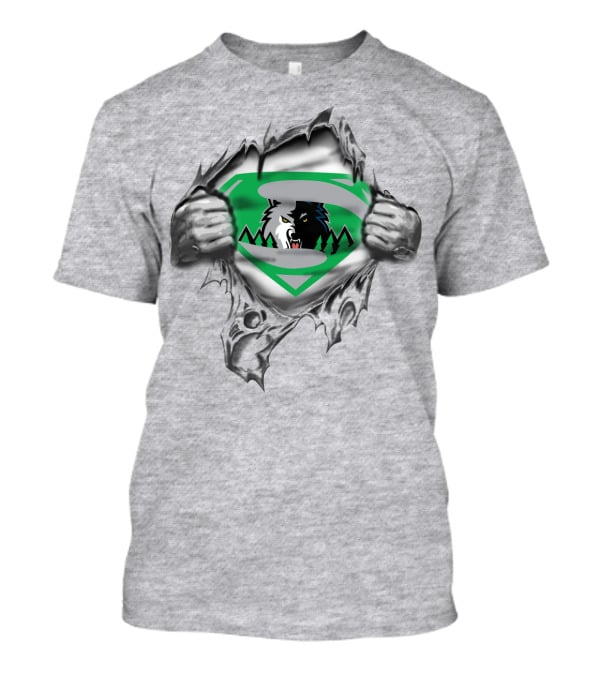 Minnesota Timberwolves Superhero Emblem Wolf Badge T-Shirt
