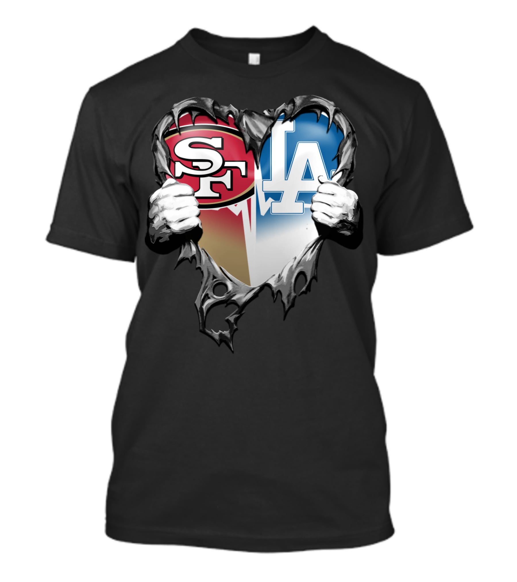 Sf And La Rivalry Heart Split Xat T-Shirt