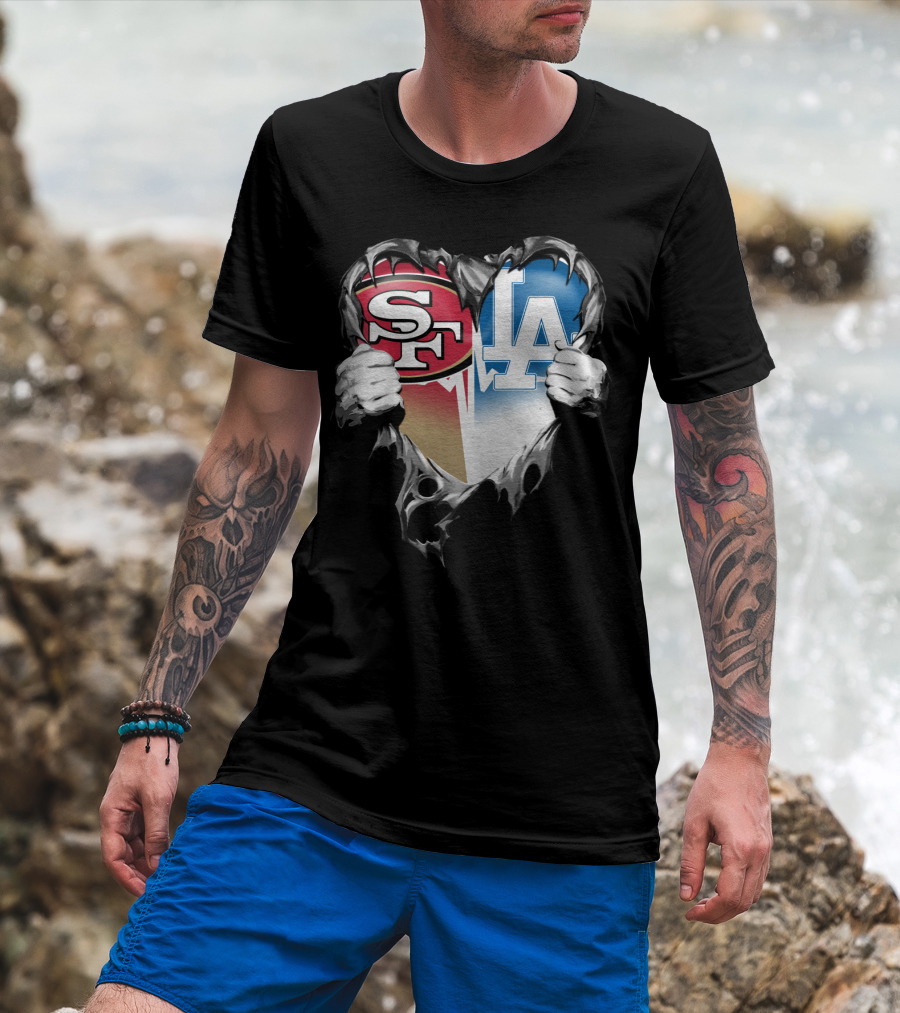Sf And La Rivalry Heart Split Xat T-Shirt
