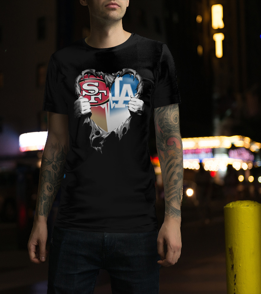 Sf And La Rivalry Heart Split Xat T-Shirt