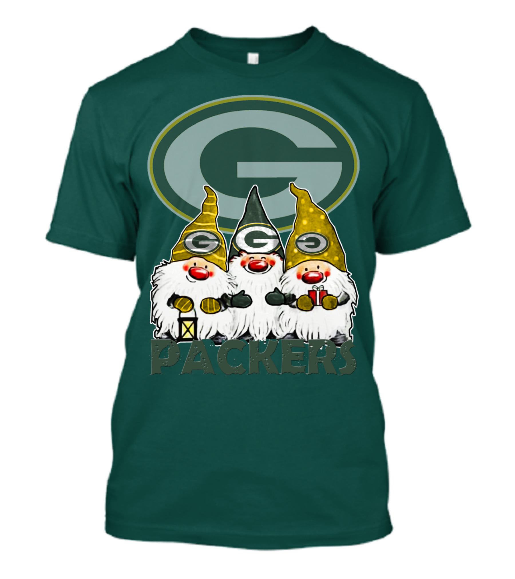 Green Bay Packers Gnomes With Team Logo On Green T-Shirt