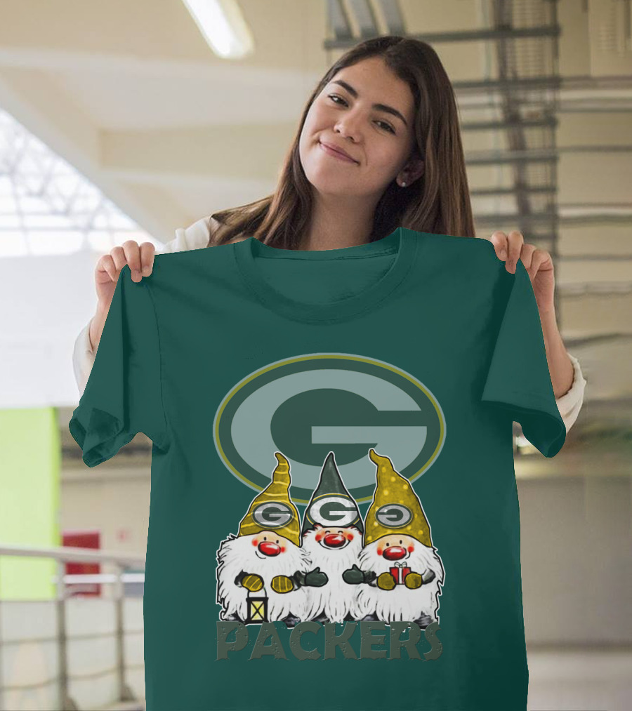 Green Bay Packers Gnomes With Team Logo On Green T-Shirt