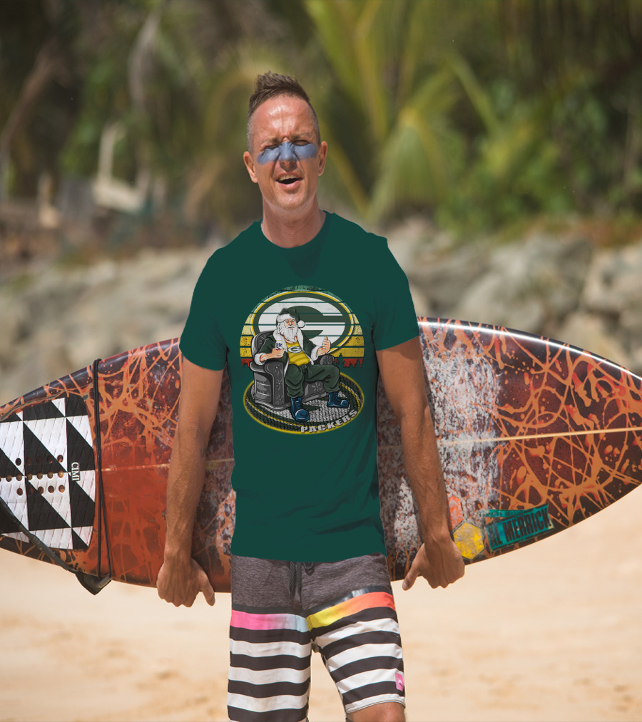 Green Bay Packers Santa Sitting With Beer T-Shirt