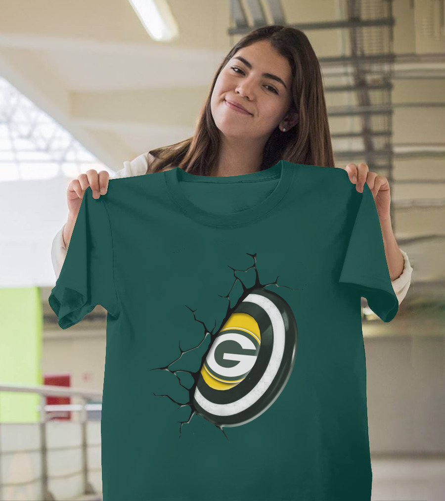 Green Bay Packers Cracked Logo Burst T-Shirt