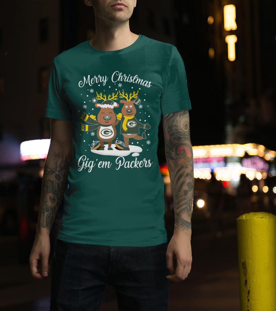 Merry Christmas Gig 'Em Green Bay Packers T-Shirt