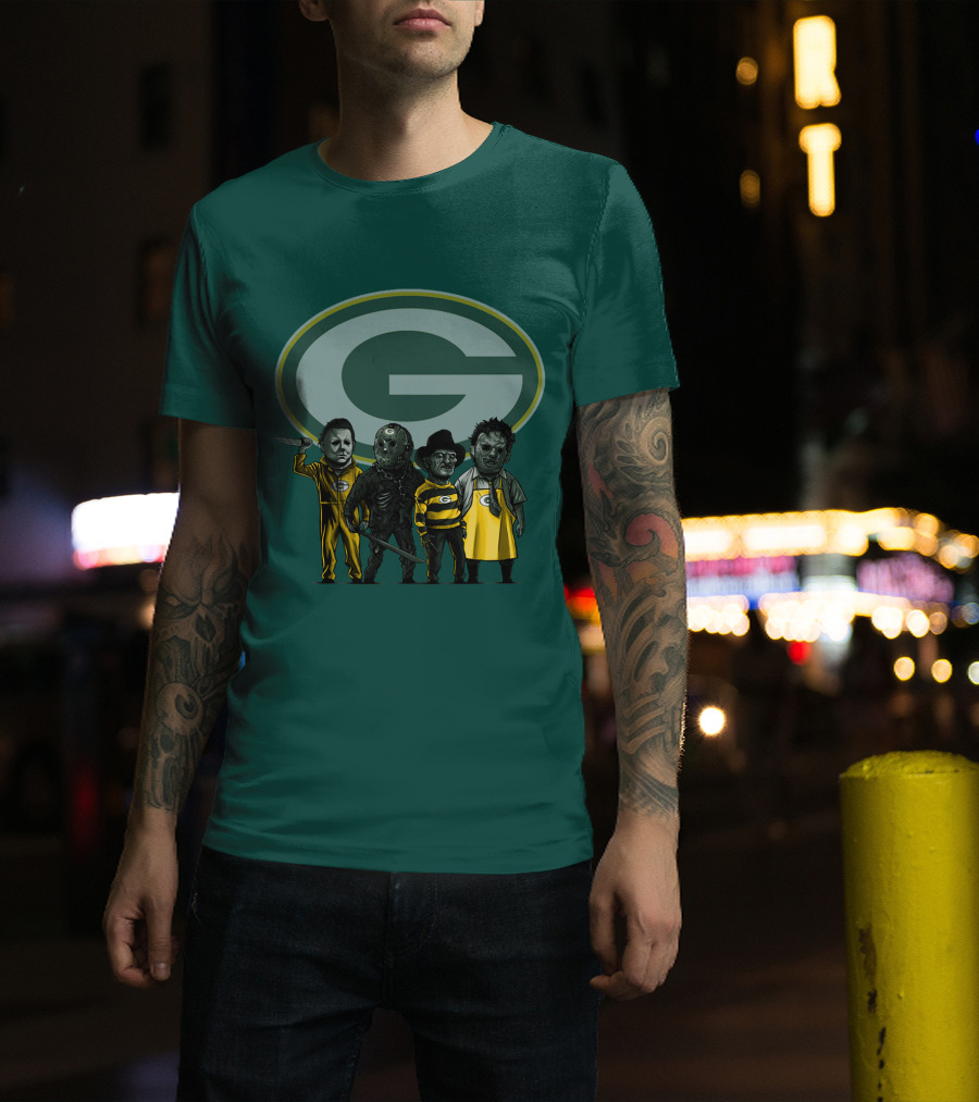 Green Bay Packers Horror Icons Characters T-Shirt