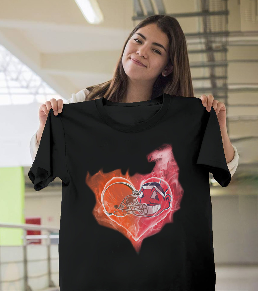 Heart Of Flames Football Helmet Cartoon Face T-Shirt