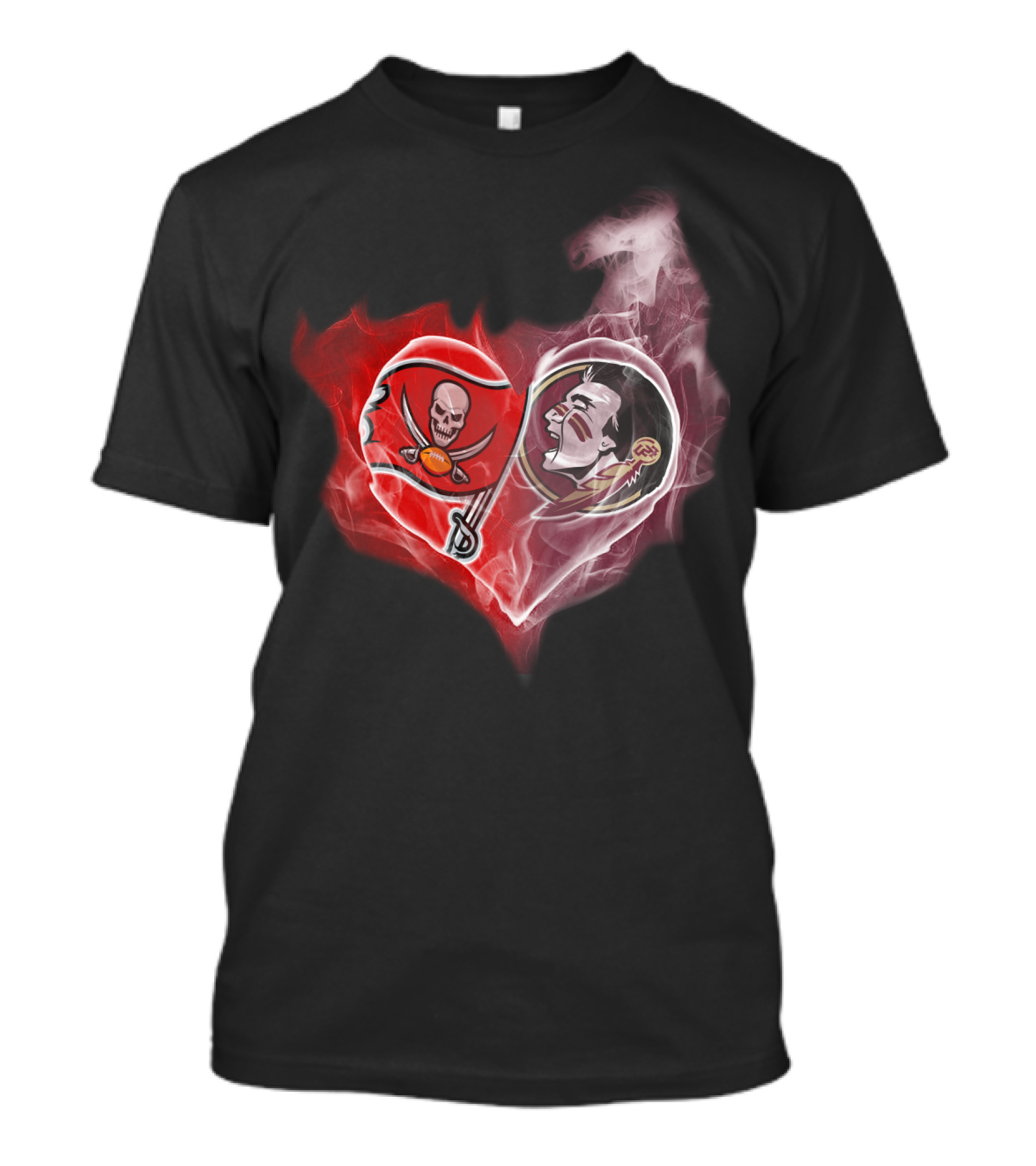 Tampa Bay Buccaneers And Florida State Seminoles Heart T-Shirt