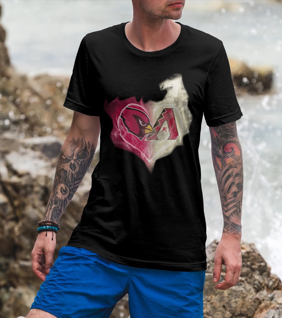 Arizona Cardinals Diamondbacks Smoke Heart T-Shirt