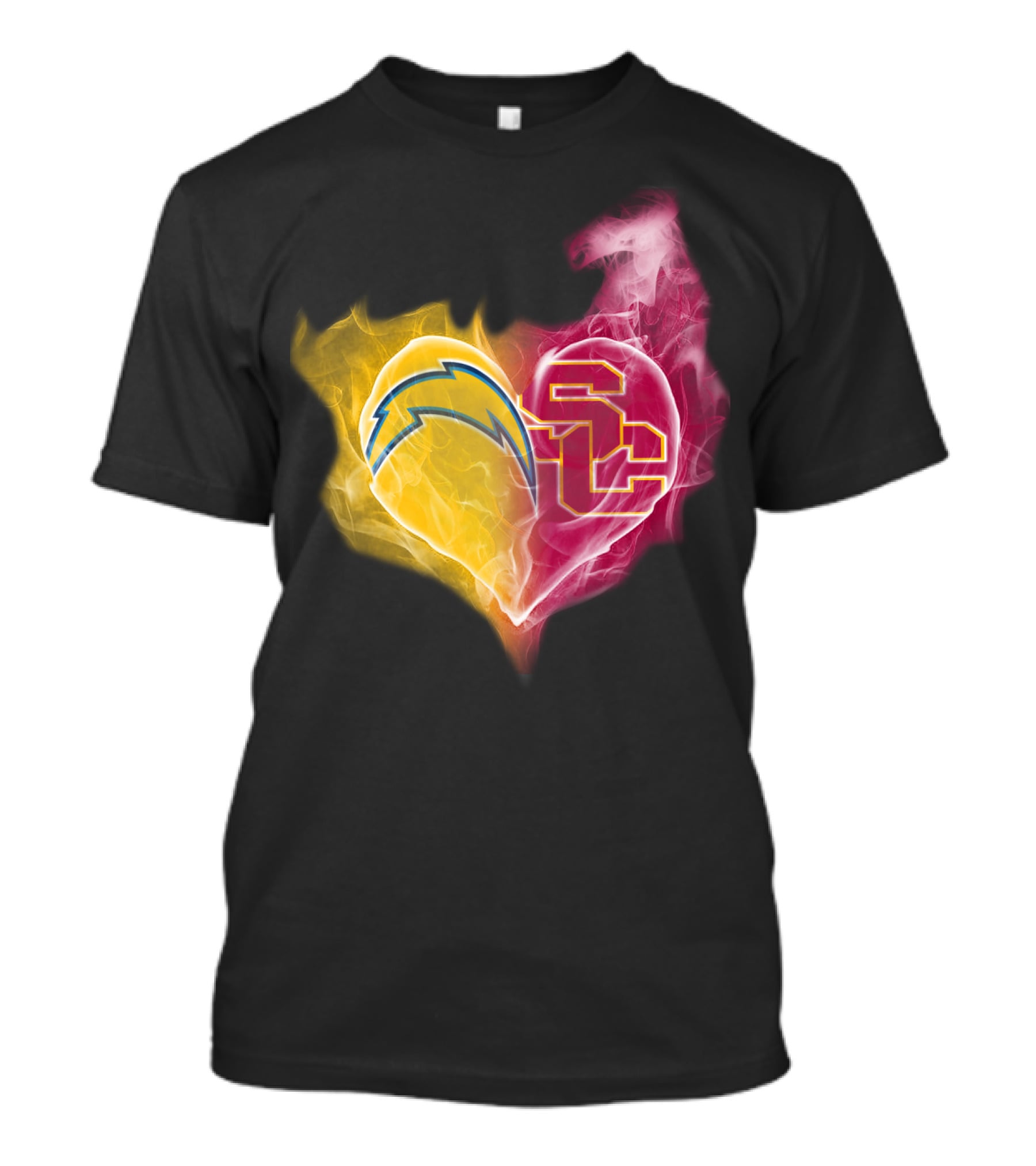 Los Angeles Chargers And Usc Trojans Heart Fusion T-Shirt
