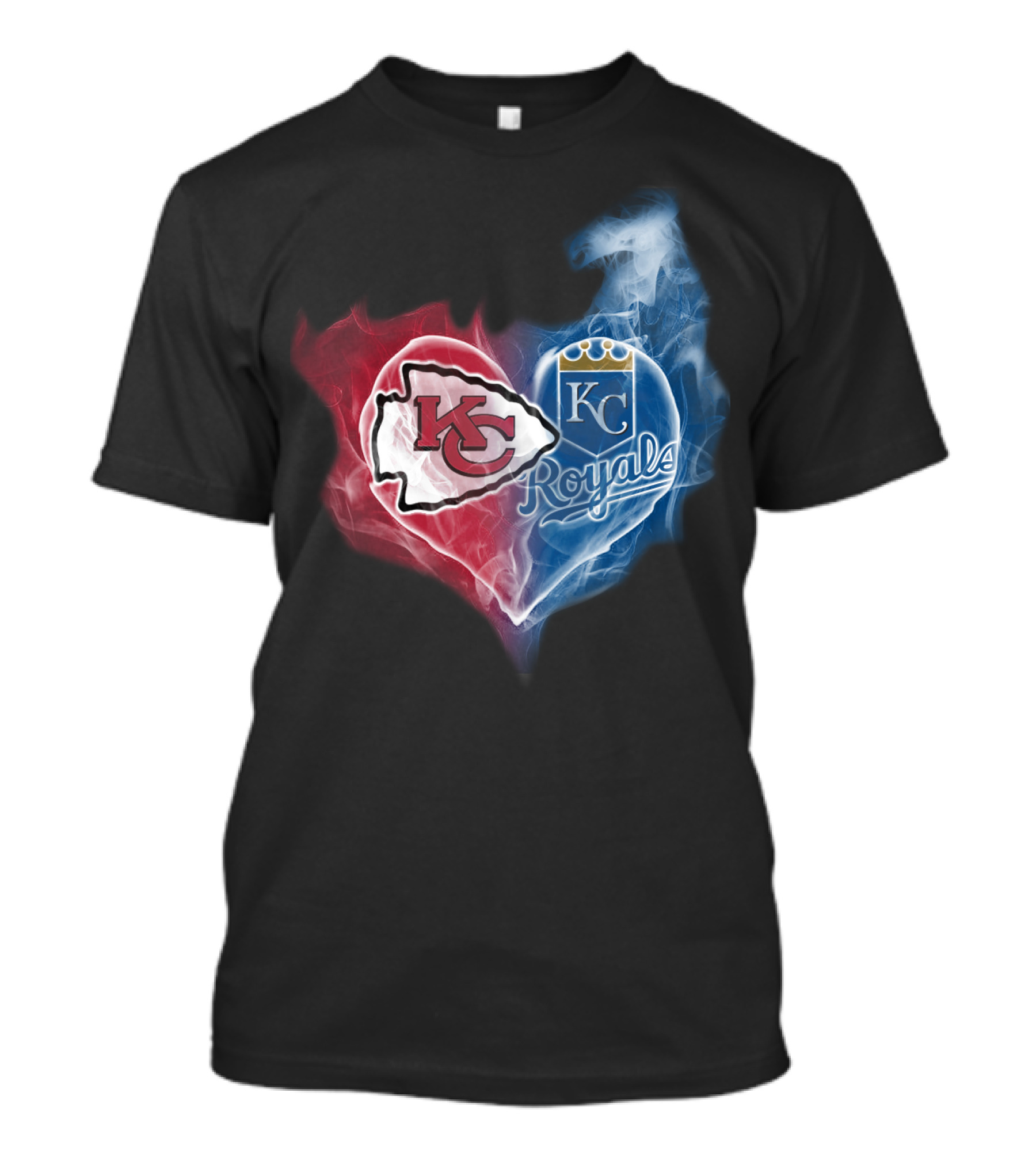 Kc Chiefs Royals Heart Smoke Fusion T-Shirt