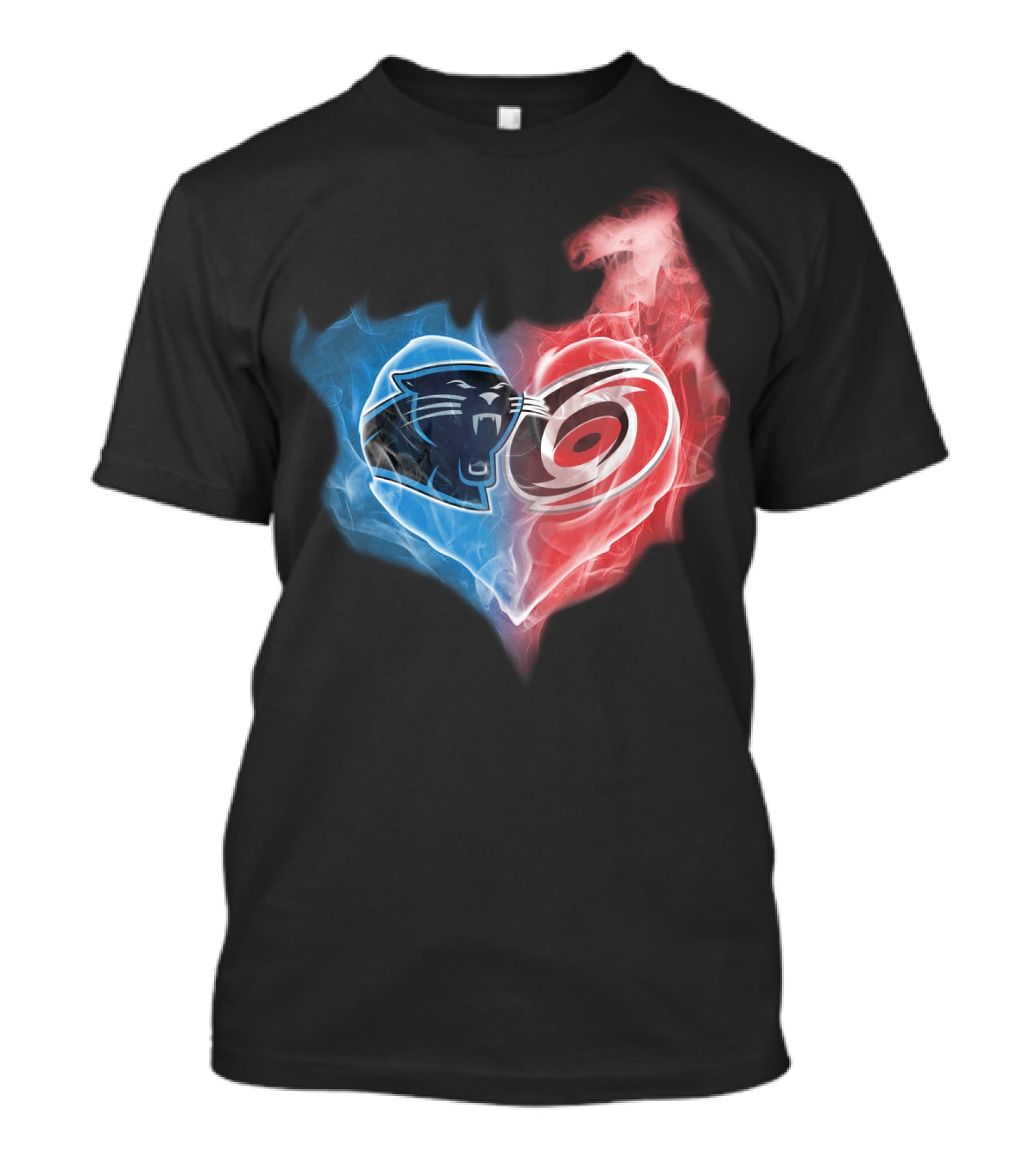 Carolina Panthers And Hurricanes Heart Fusion T-Shirt