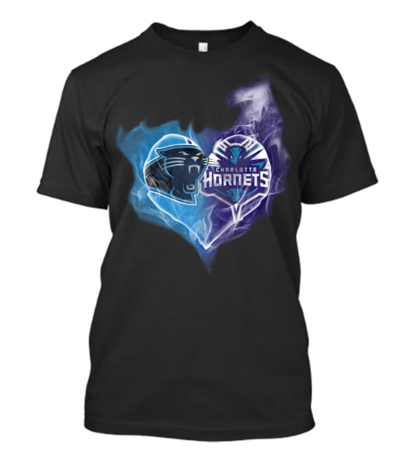 Carolina Panthers Charlotte Hornets Heart Fusion T-Shirt