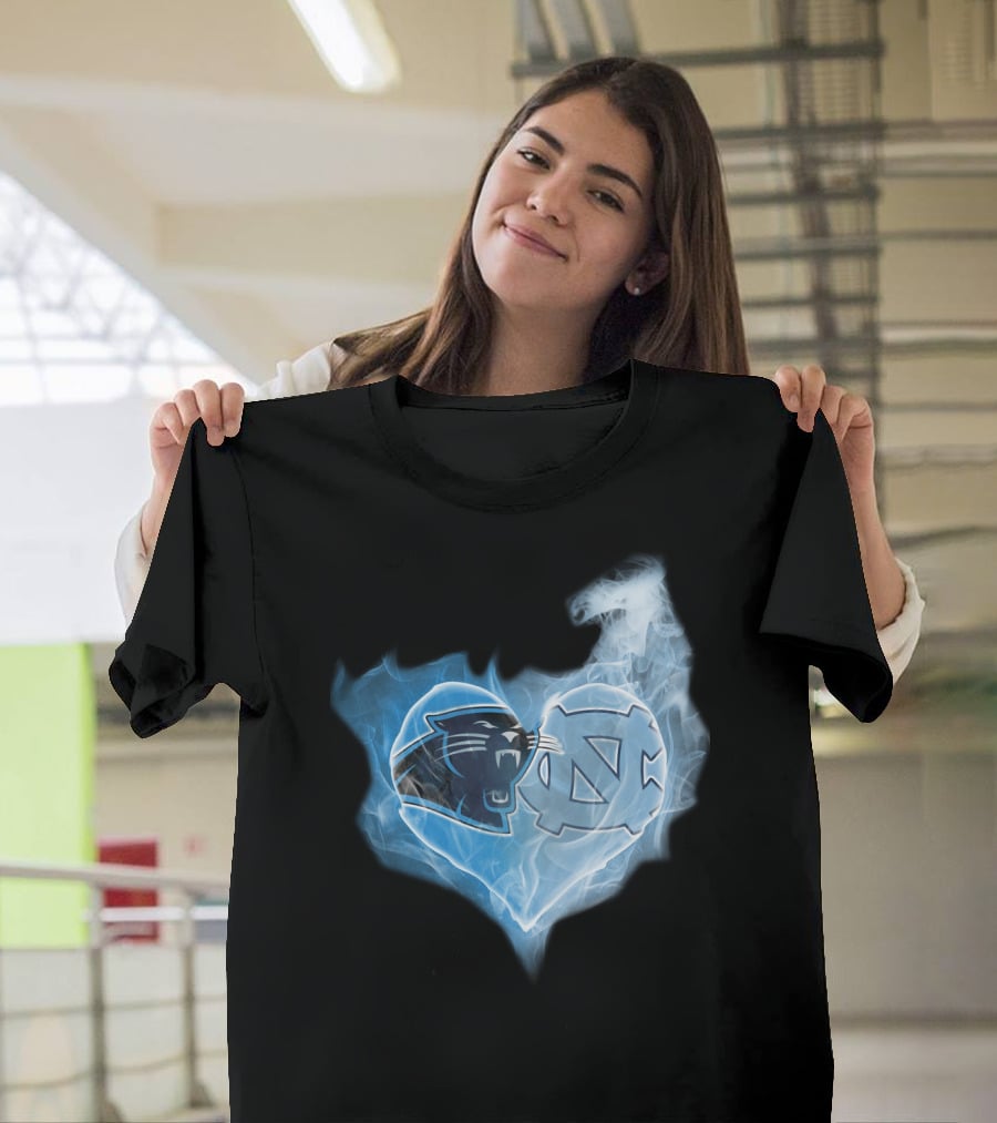 Carolina Panthers Unc Tar Heels Heart Smoke Fusion T-Shirt