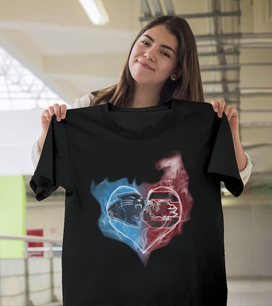 Carolina Panthers South Carolina Gamecocks Heart T-Shirt