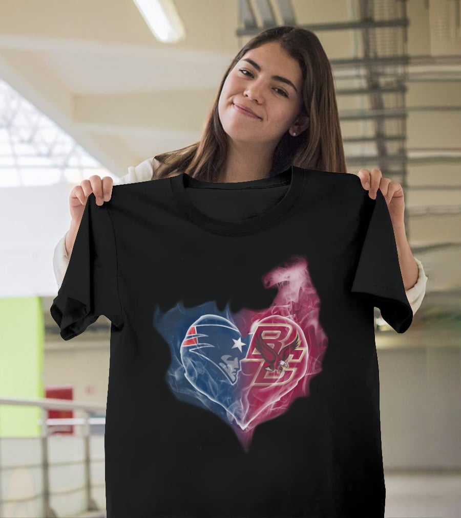 New England Patriots And Boston College Eagles Heart Fusion T-Shirt