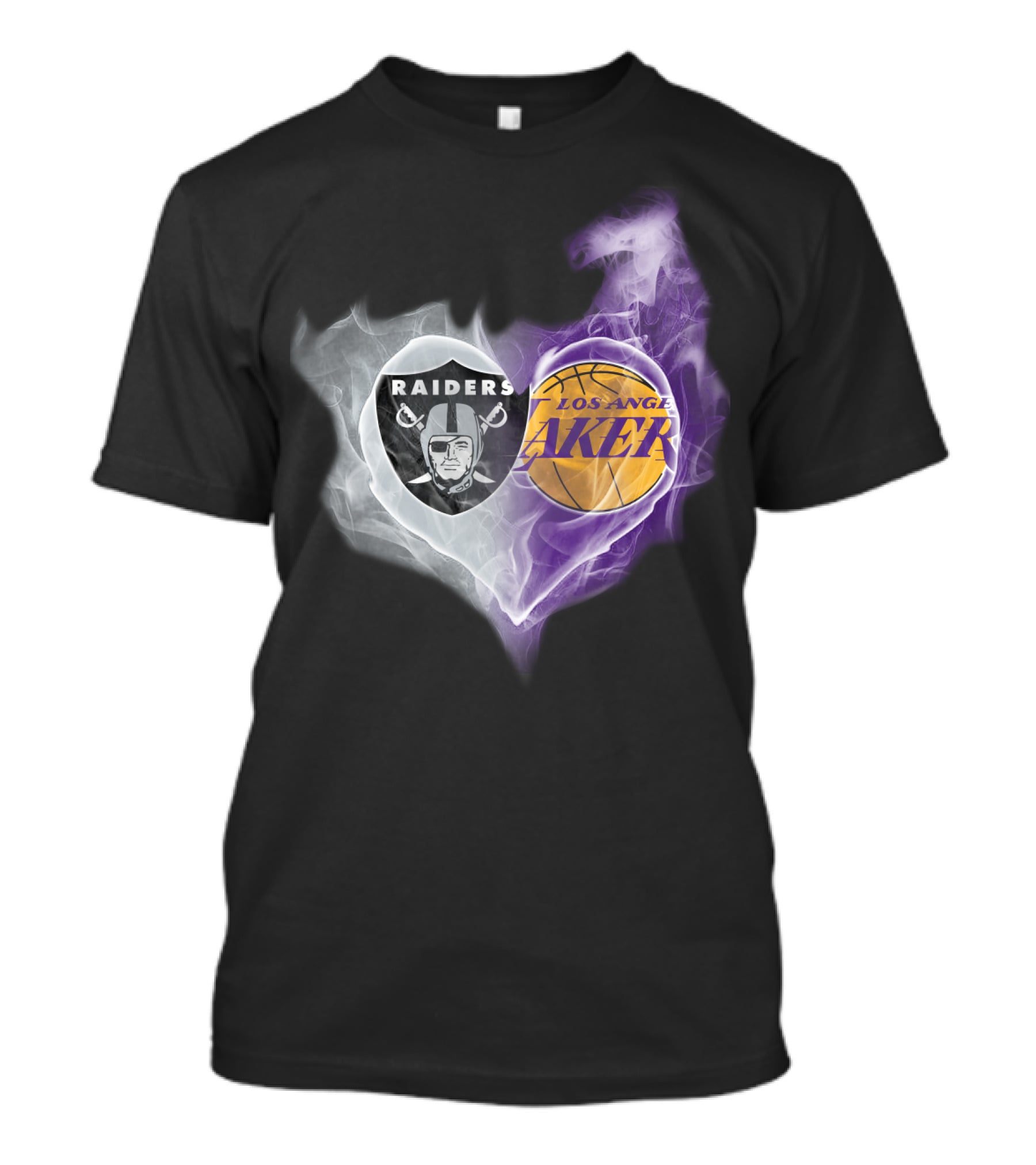 Raiders Los Angeles Lakers Heart Smoke T-Shirt