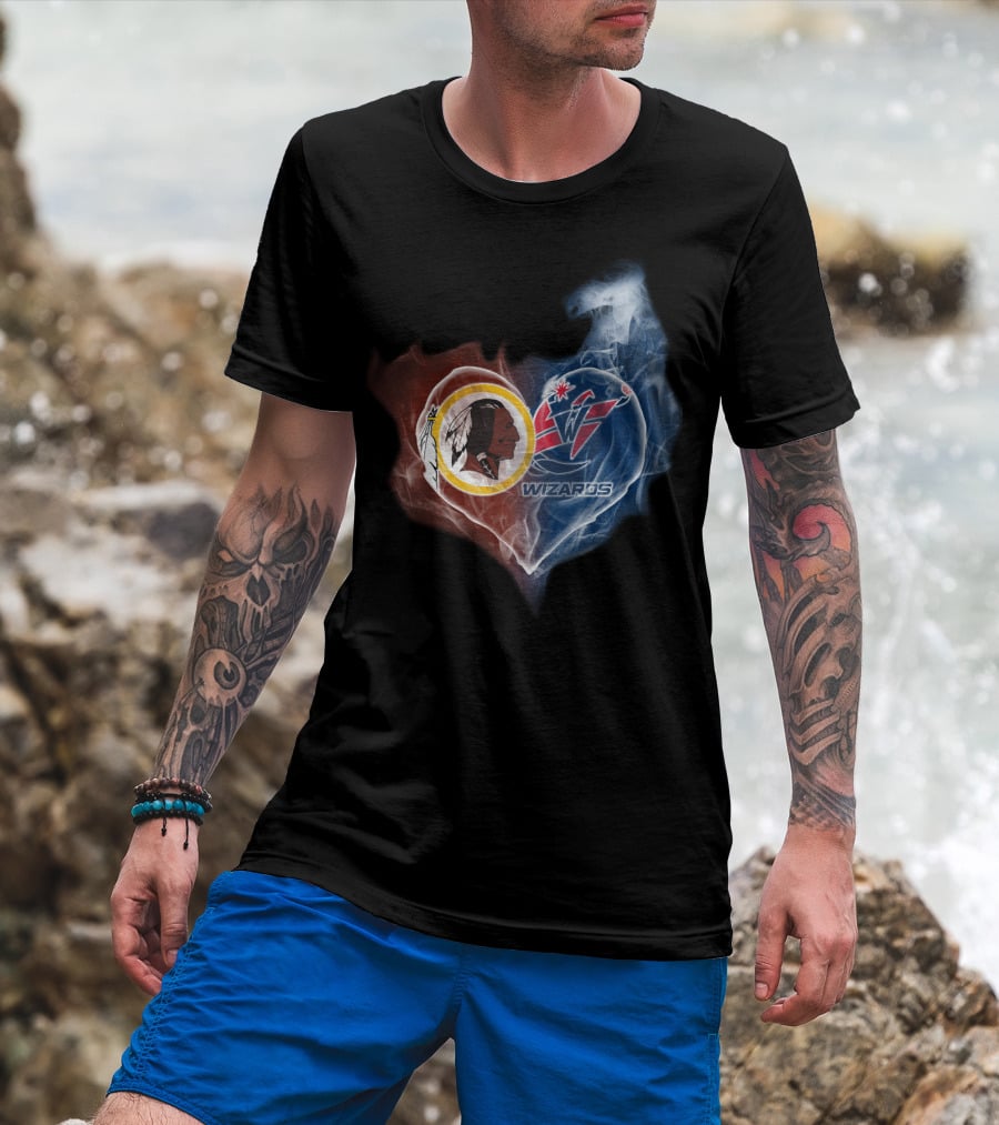 Washington Redskins And Wizards Heart Logo Fusion Ttk T-Shirt
