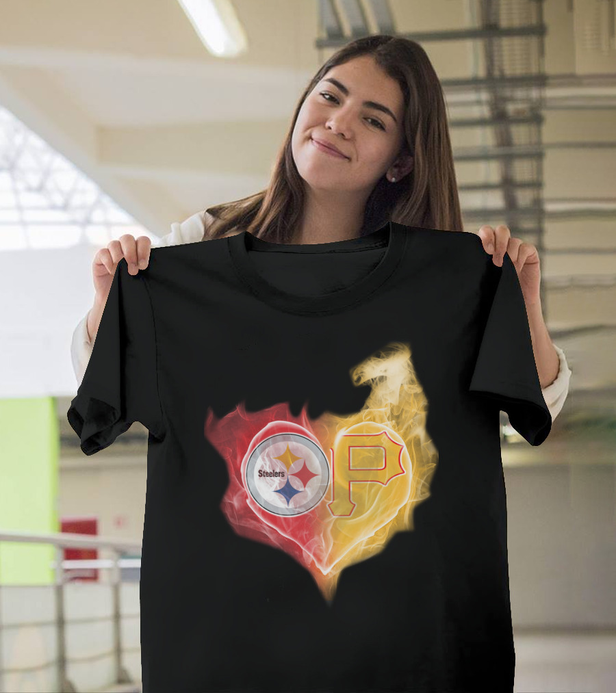Steelers Pirates Heart Logo T-Shirt