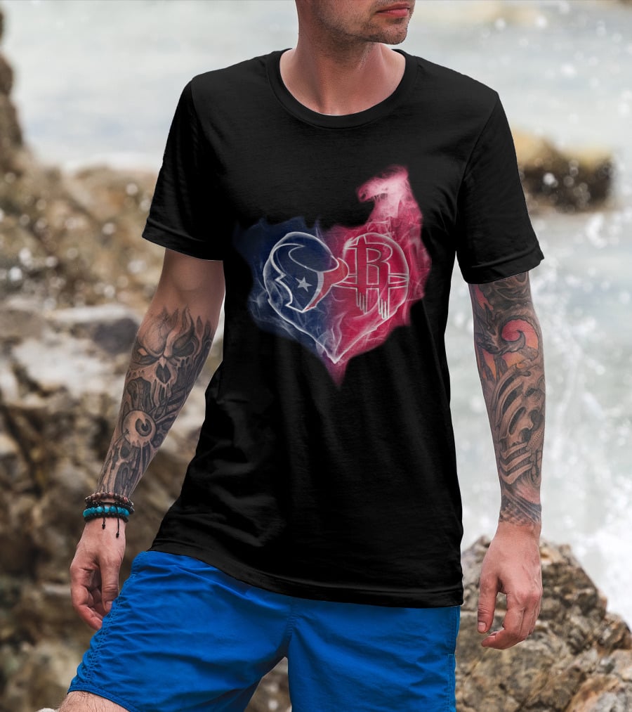 Houston Texans Rockets Heart Logo Fusion T-Shirt