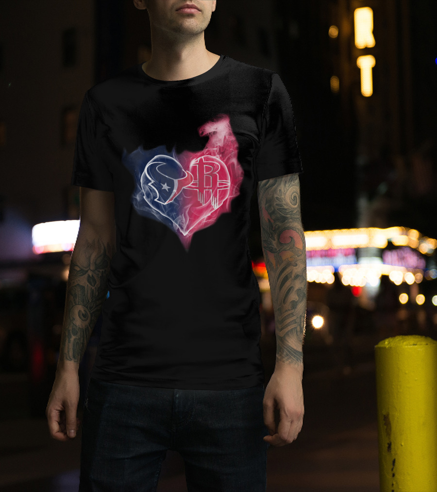 Houston Texans Rockets Heart Logo Fusion T-Shirt