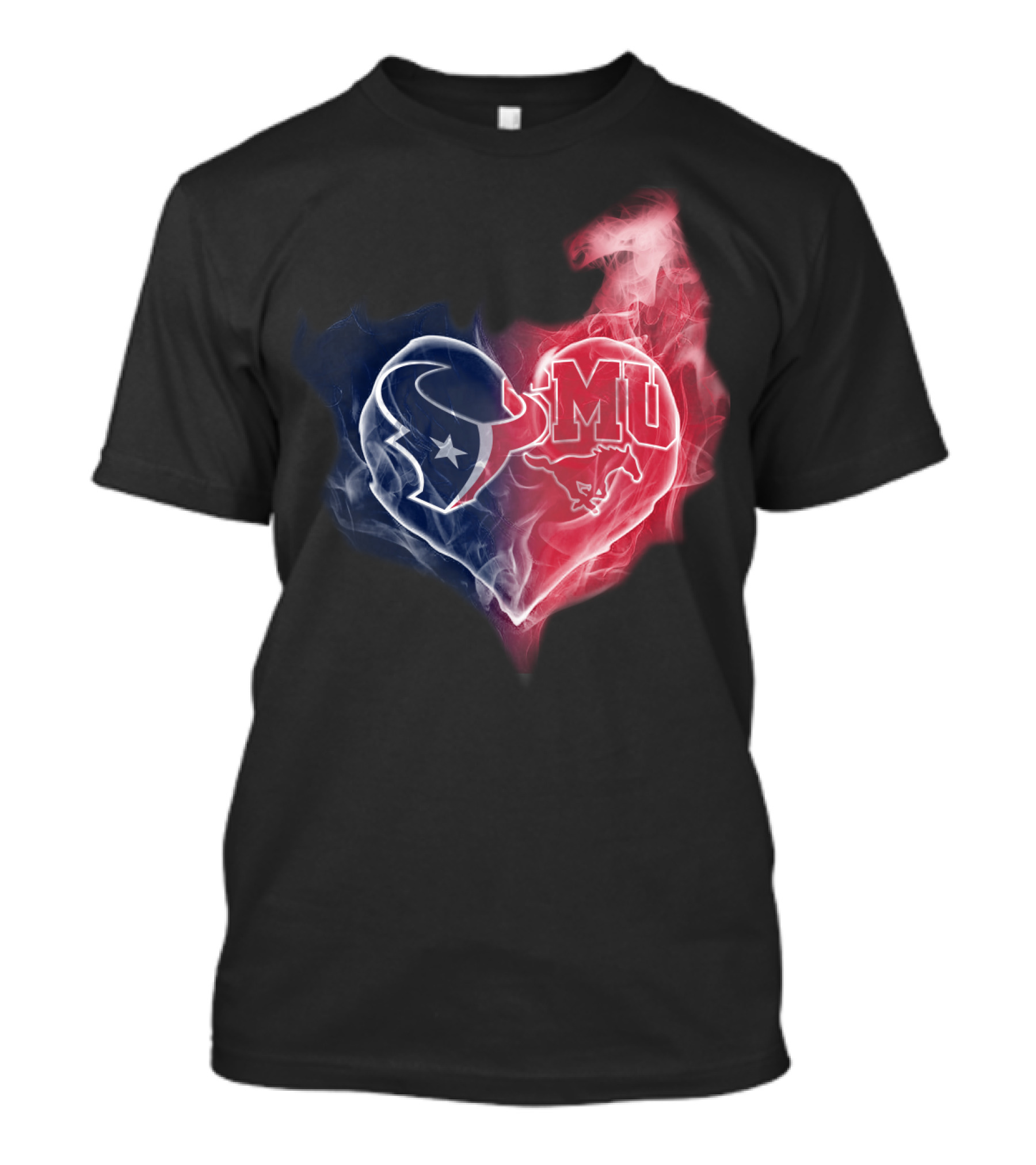 Houston Texans Smu Mustangs Heart T-Shirt