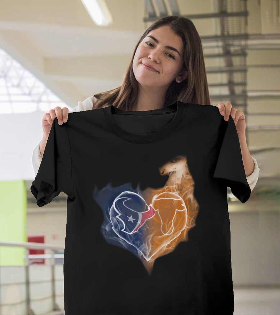 Houston Texans Chicago Bears Heart Smoke T-Shirt