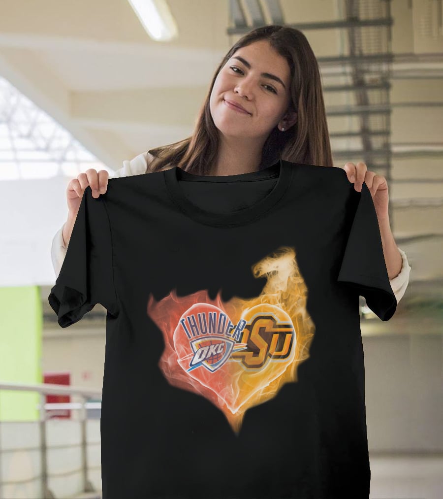 Oklahoma City Thunder Okc Sju Heart Flame T-Shirt