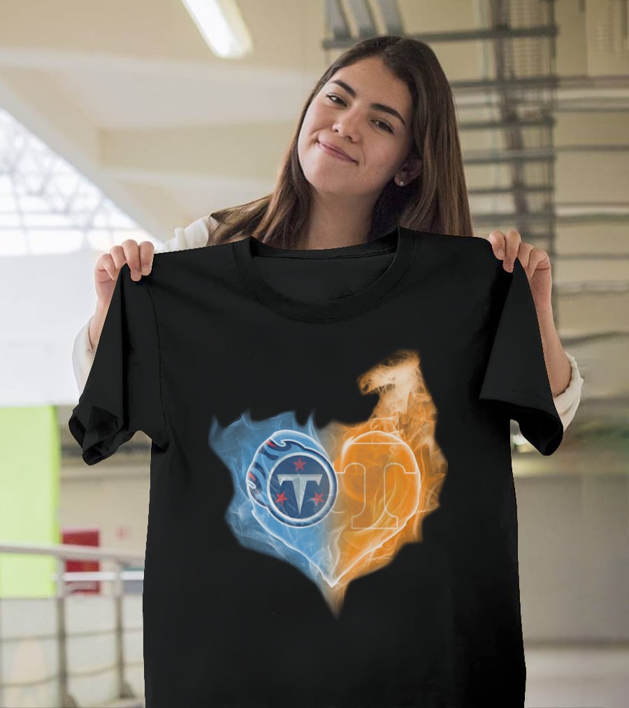 Tennessee Titans Volunteers Heart Flame Fusion T-Shirt