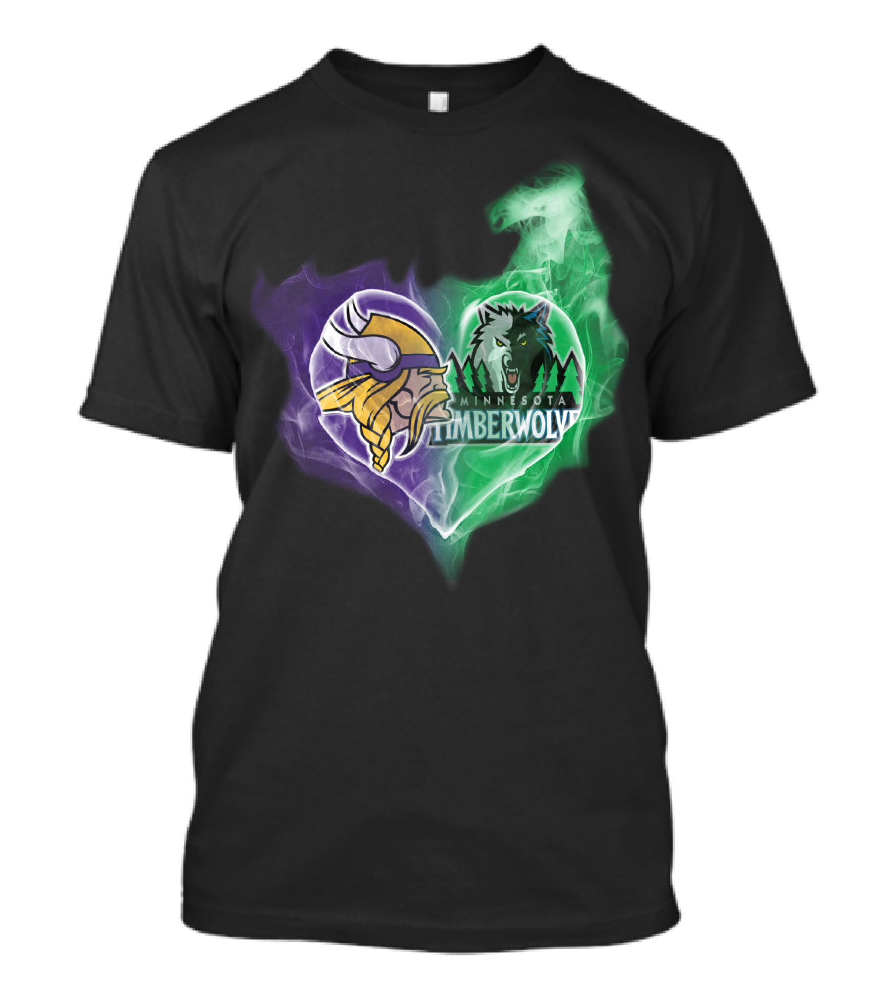 Minnesota Vikings Timberwolves Heart Smoke T-Shirt