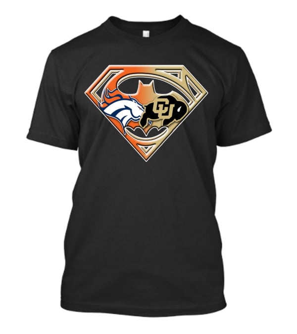 Denver Broncos Colorado Buffaloes Superman Batman Logo Combination T-Shirt