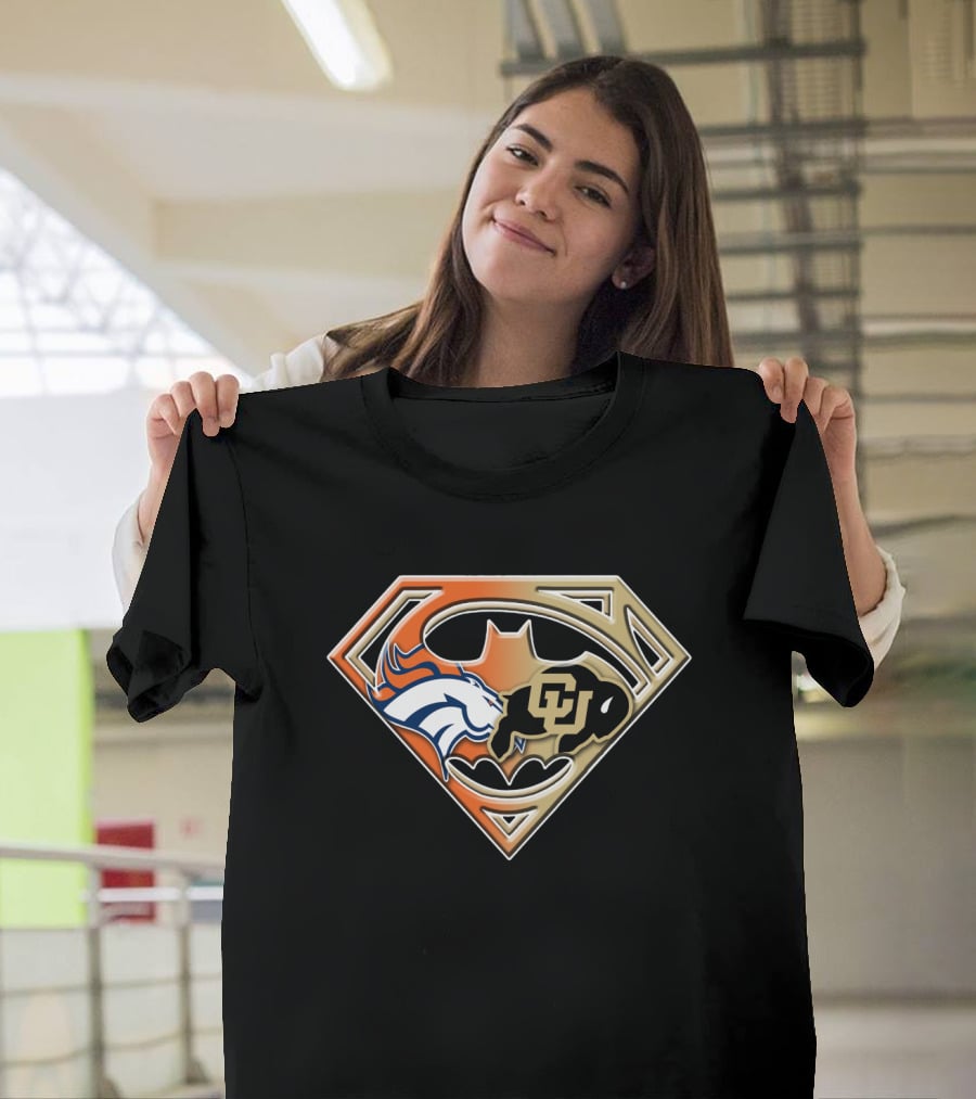 Denver Broncos Colorado Buffaloes Superman Batman Logo Combination T-Shirt