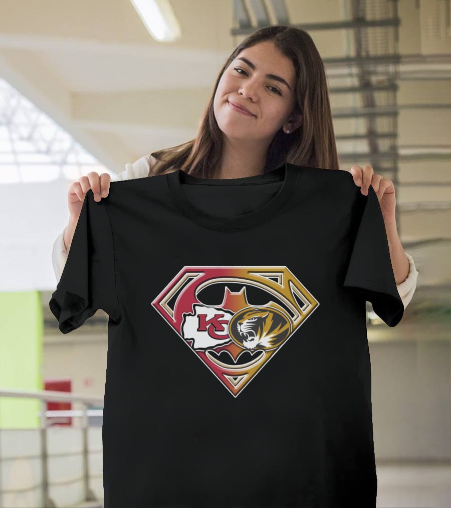 Kansas City Chiefs And Missouri Tigers Superman Logo Fusion T-Shirt
