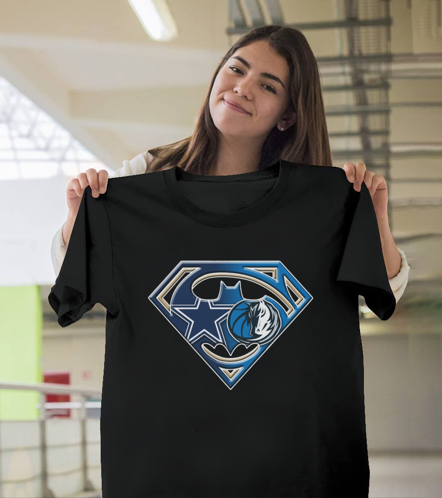 Dallas Cowboys Mavericks Batman Superman Emblem Bat 046 T-Shirt