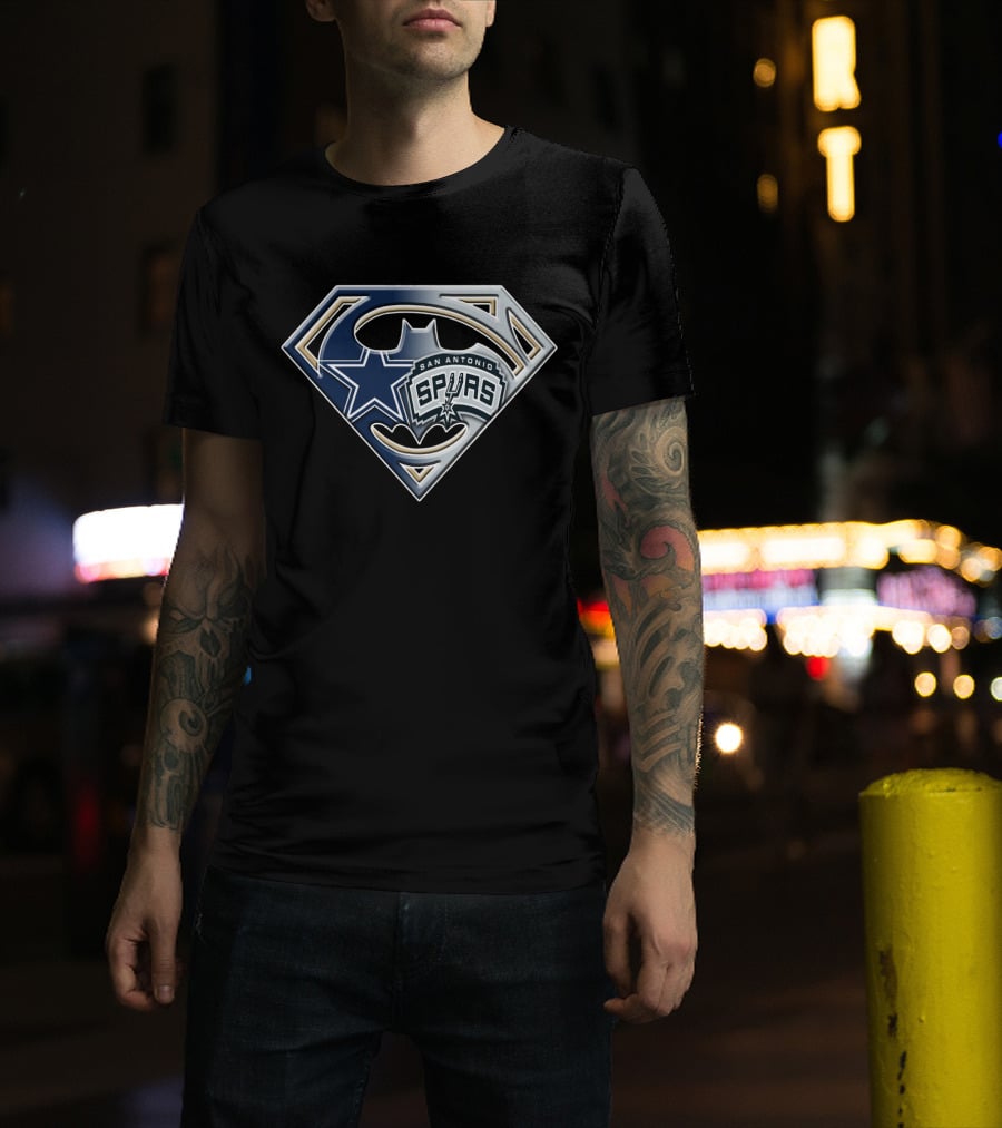 Superman Batman Dallas Cowboys San Antonio Spurs Logo Mashup T-Shirt