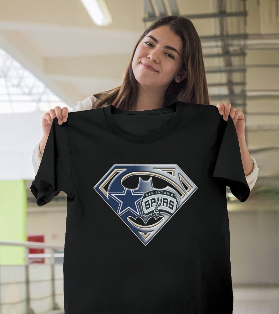 Superman Batman Dallas Cowboys San Antonio Spurs Logo Mashup T-Shirt