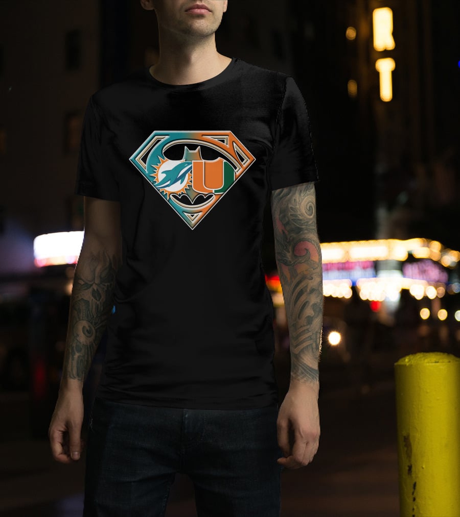 Superman Miami Dolphins University Batman Logo Bat 054 T-Shirt