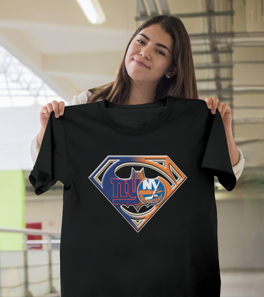 Ny Giants Ny Islanders Batman Superhero Crossover T-Shirt