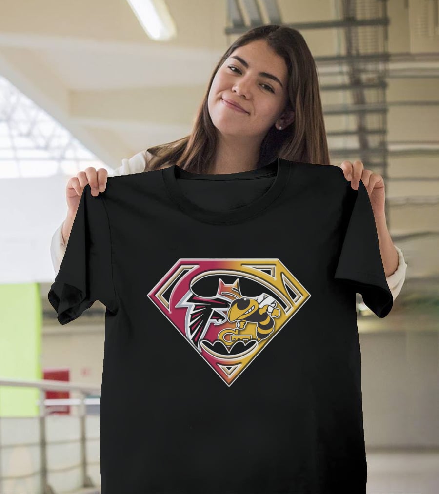 Batman Georgia Tech Yellow Jackets Atlanta Falcons Superman T-Shirt