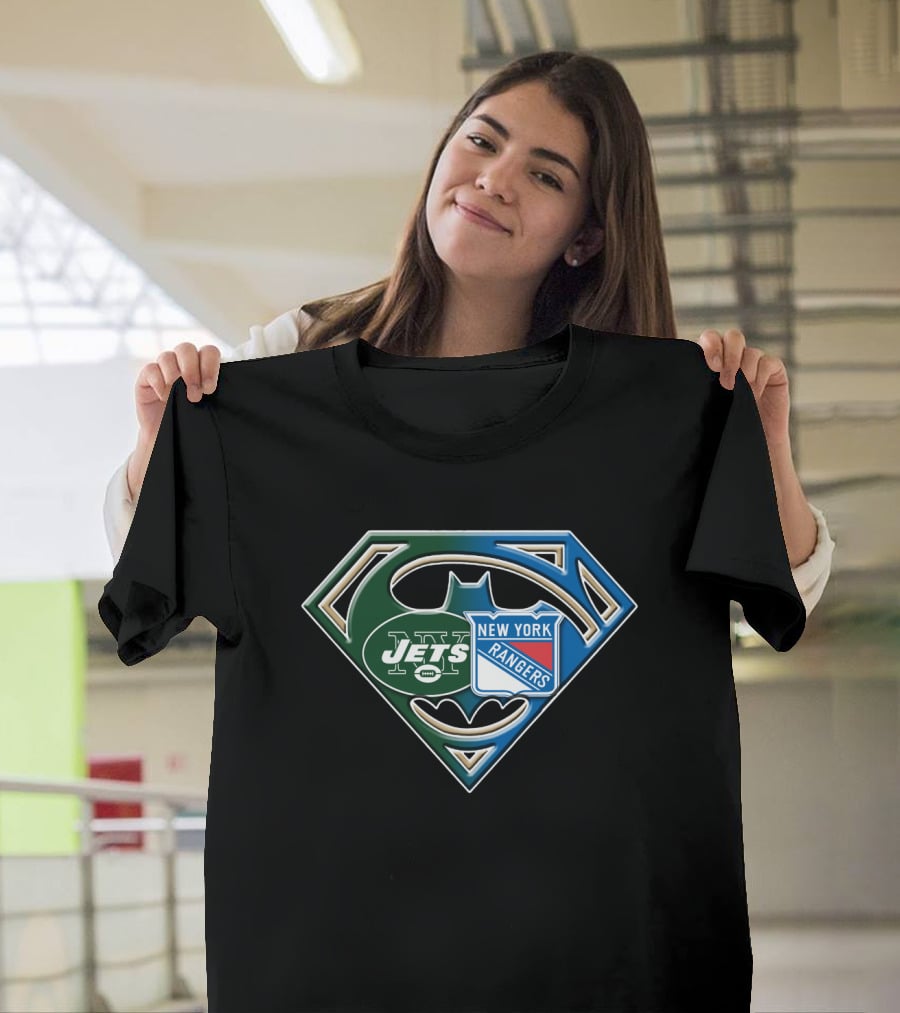 New York Jets Rangers Superhero Logo Bat 071 T-Shirt