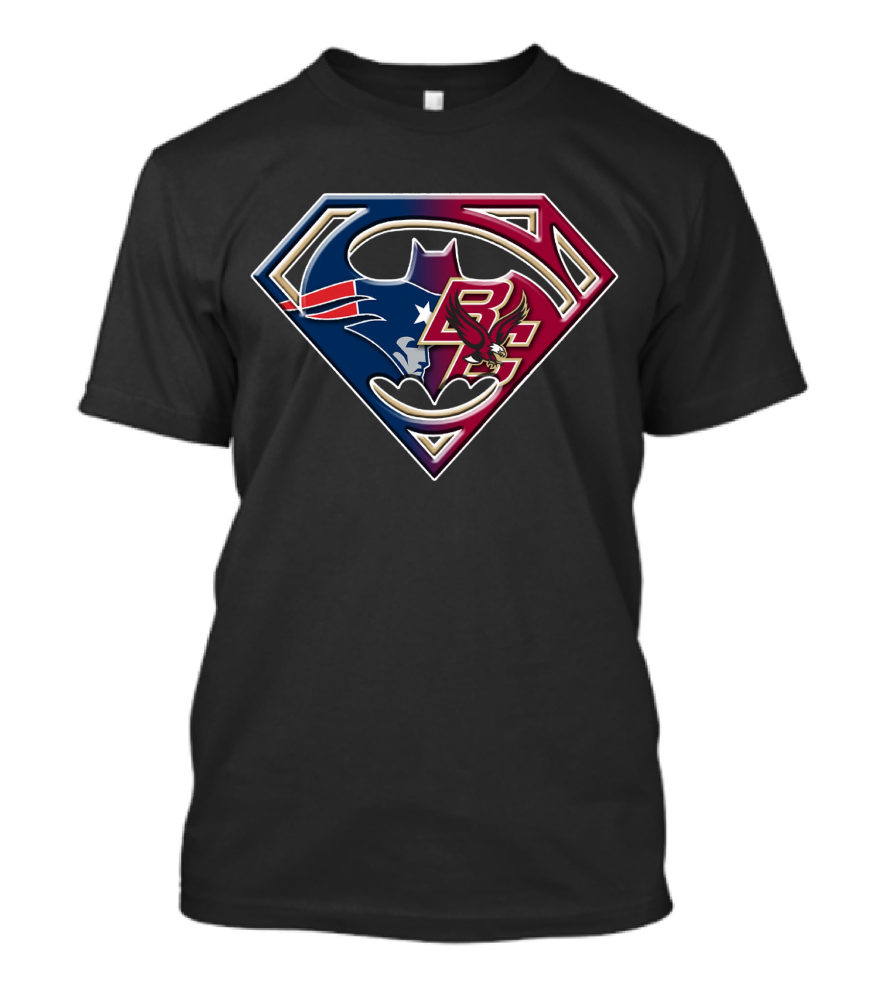 Superhero Boston Patriots College Eagles Logo Fusion T-Shirt