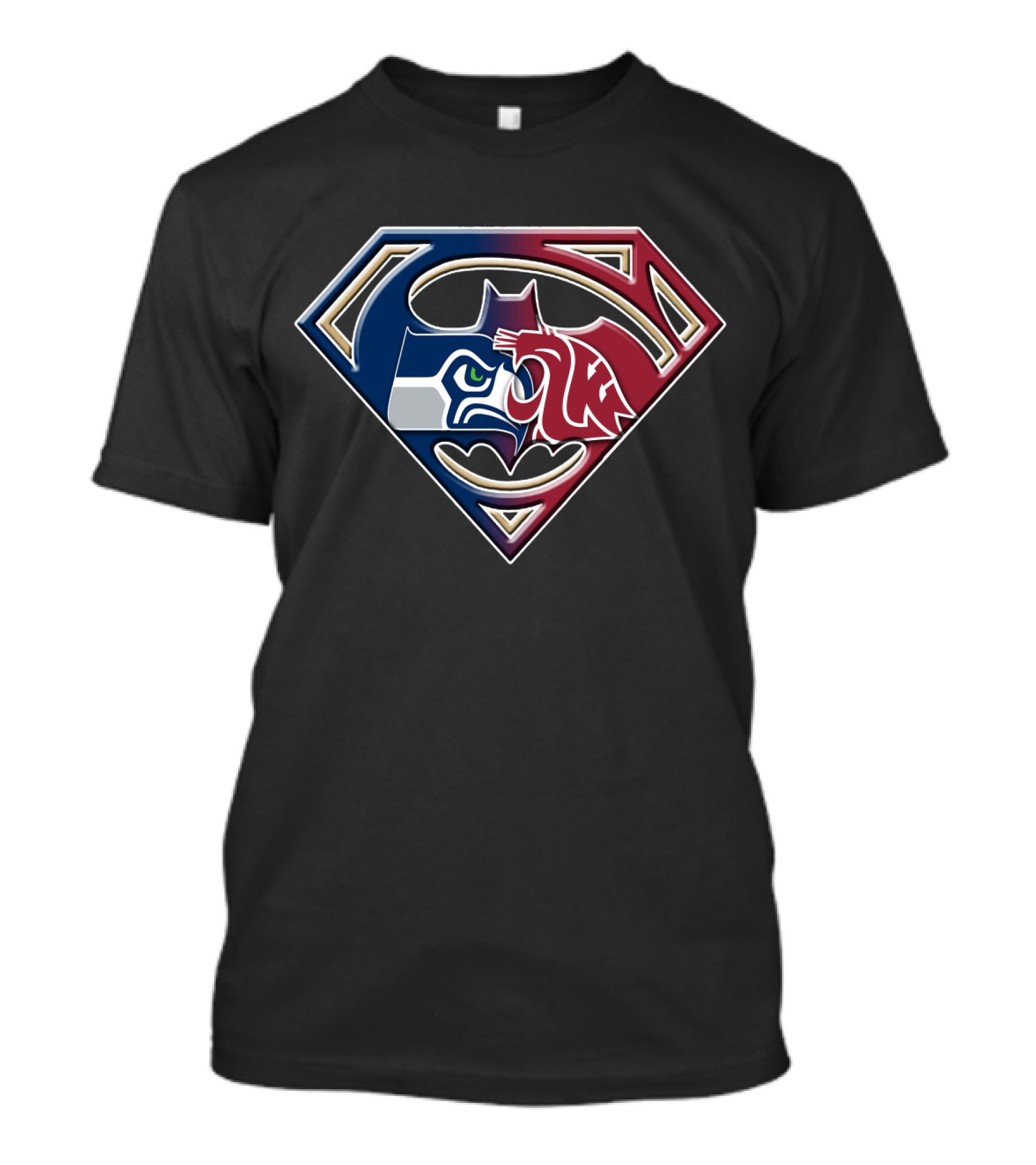 Seattle Seahawks Batman Superman Mashup Bat 112 T-Shirt