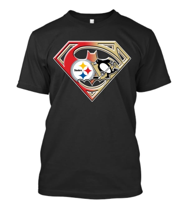 Superman Batman Pittsburgh Steelers Penguins Logo Fusion T-Shirt