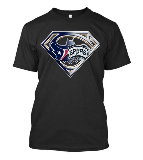 San Antonio Spurs Texans Batman Superman Icon Bat 120 T-Shirt