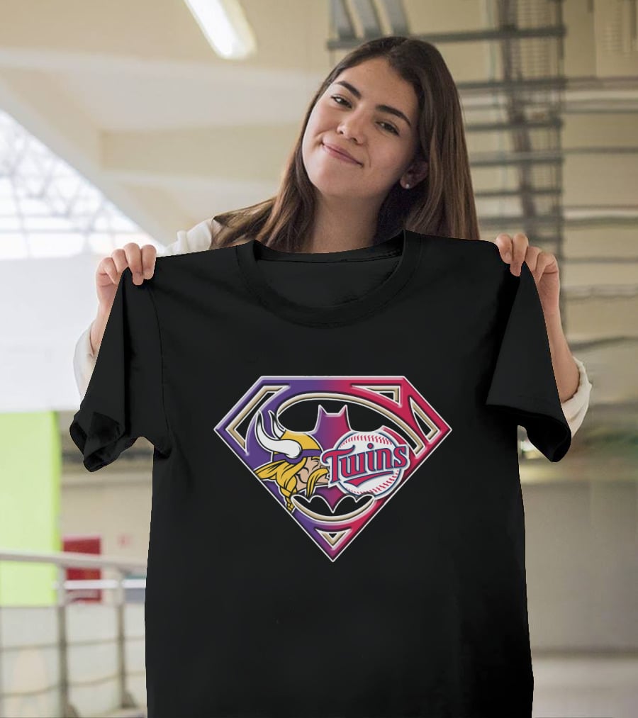 Superman Vikings Twins Baseball Football Fusion T-Shirt