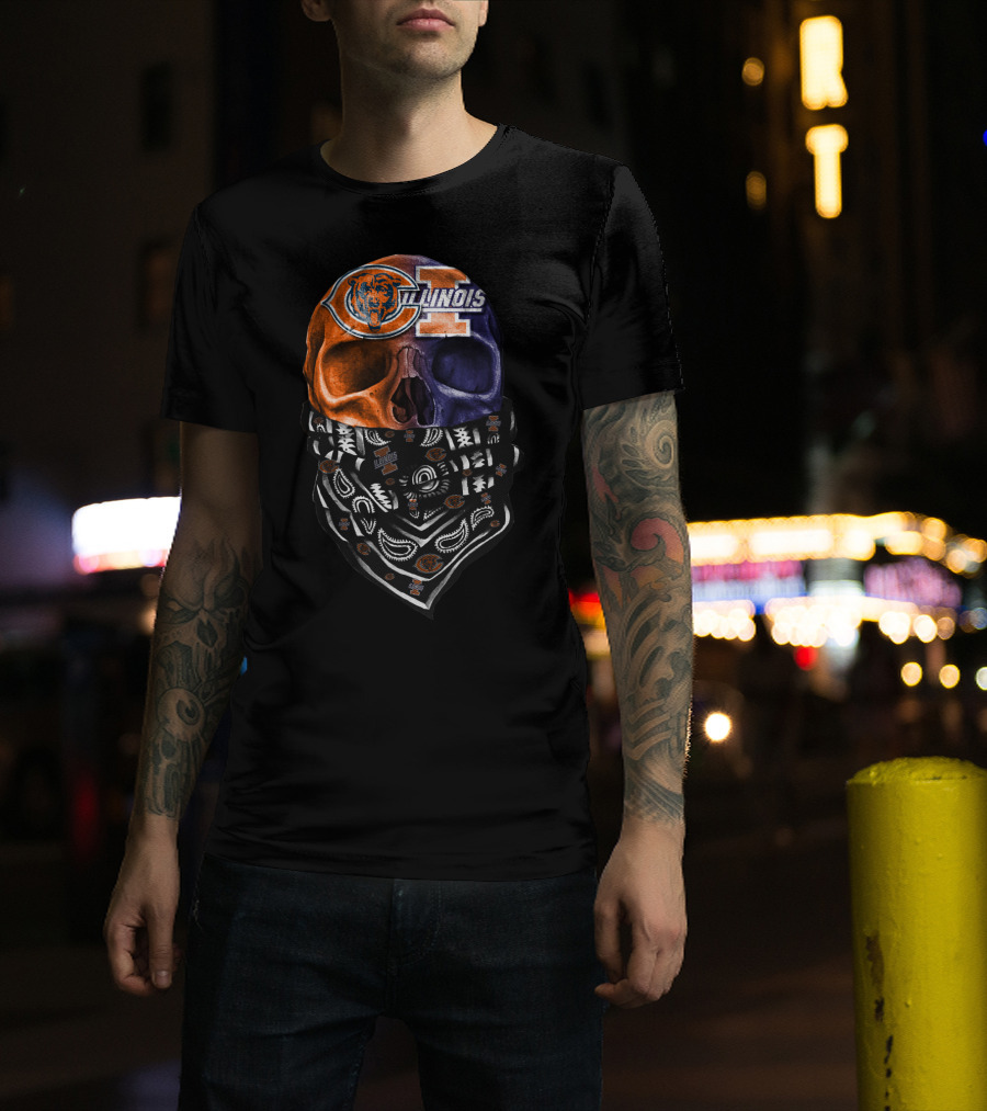 Chicago Bears Illinois Skull Bandana T-Shirt