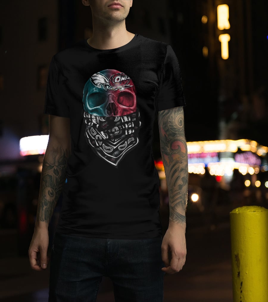 Eagles And Owls Dual Skull Bandana T-Shirt