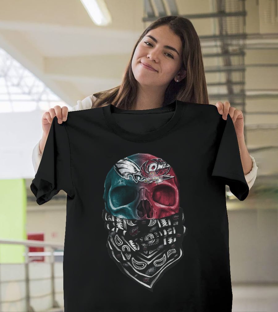 Eagles And Owls Dual Skull Bandana T-Shirt