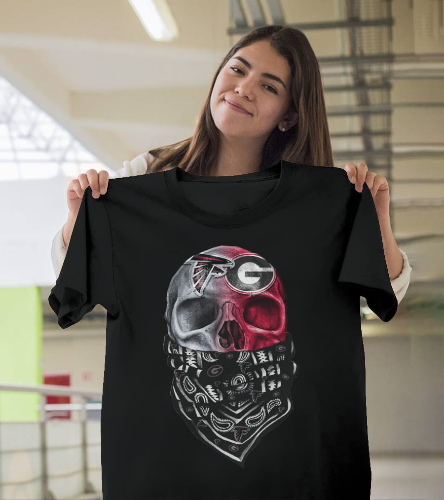 Falcons Georgia Bulldogs Skull Bandana T-Shirt