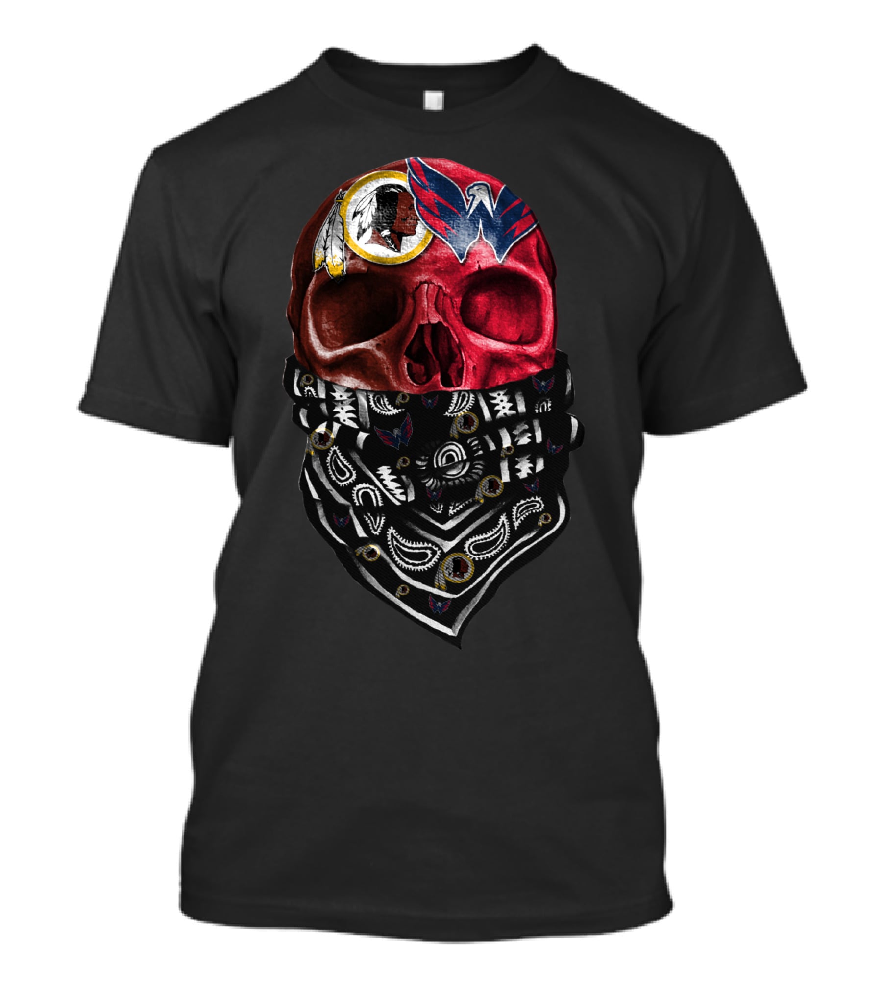 Washington Redskins And Wizards Skull Bandana T-Shirt